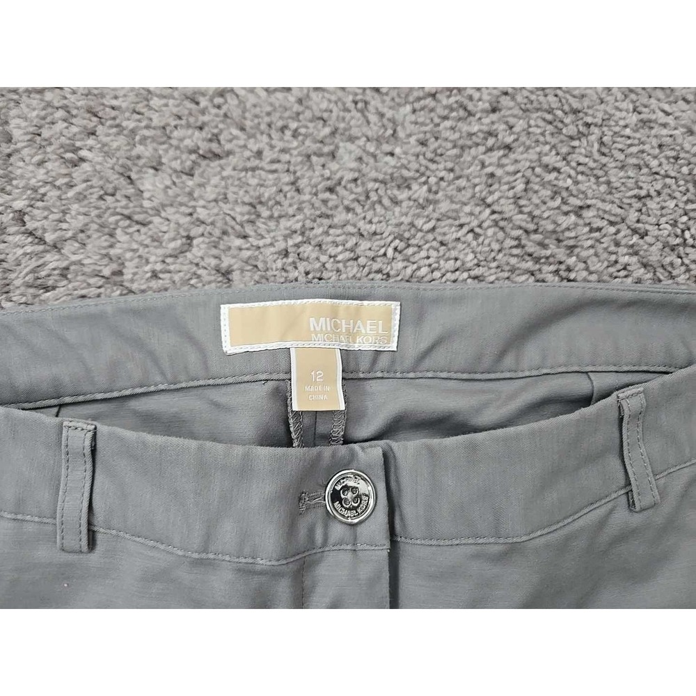 Michael Kors Chino Pants Womens 12 Gray Mid Rise Zip Pockets Office Casual - Picture 2 of 8